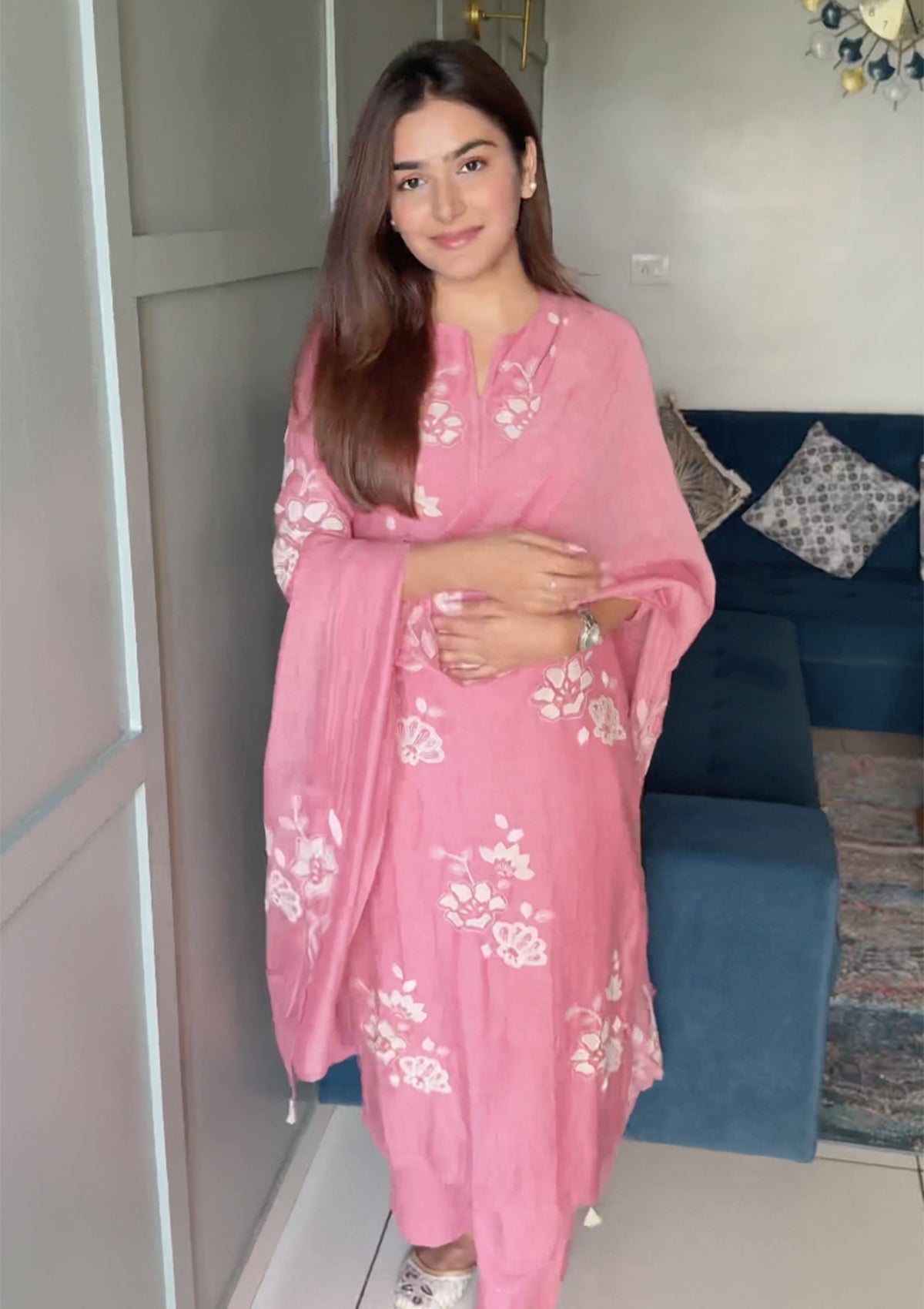 Peony Applique Kurta Set