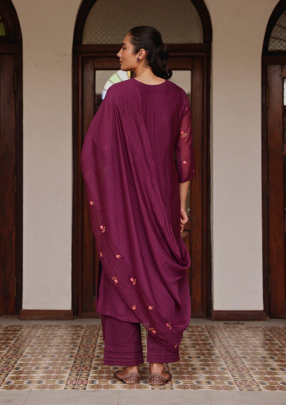 Amethyst Bloom Embroidered Kurta Set