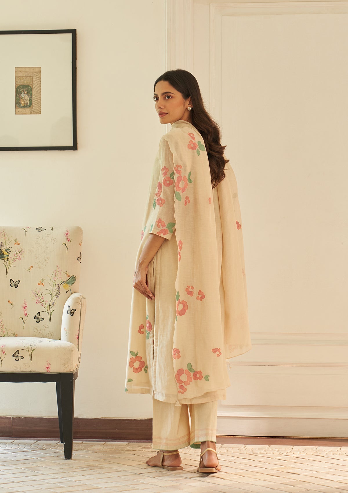 Ecru Applique Kurta Set